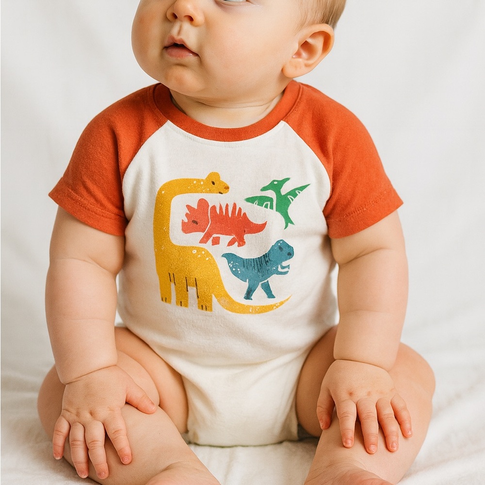 Jumping Beans Dinosaur Print Bodysuit - Red and White